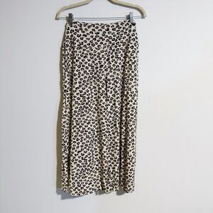 VERMILLI - Leopard Print Wide Leg Cropped Pants